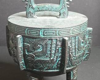 James Mont Style Chinese Bronze Ding Vessel Replica Ice Bucket