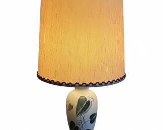 Vintage Ceramic Table Lamp with HandPainted Floral Motif