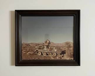 Framed Photograph of a M Stuart Light Tank in Desert Camouflage
