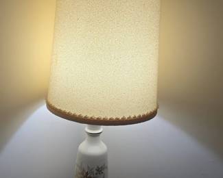 MidCentury Ceramic Table Lamp with Floral Motif