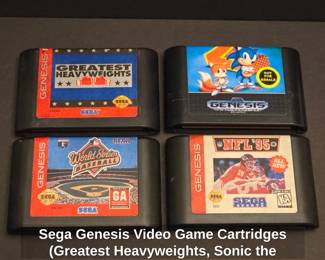 Sega Genesis Video Game Cartridges Greatest Heavyweights, Sonic the Hedgehog , World Series Baseball, NFL 