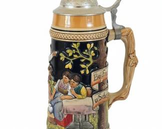 Western Germany Ceramic Beer Stein Bei Freud u. Scherz