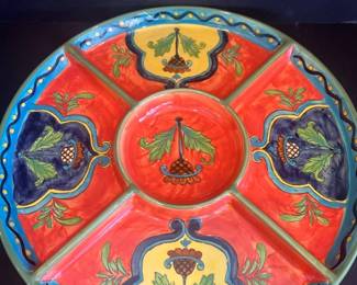 Talavera Style Ceramic Divided Serving Platter