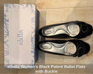 Abella Womens Black Patent Ballet Flats with Buckle