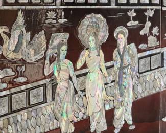 FourPanel Vietnamese MotherofPearl Lacquer Screen fourth image