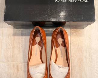 Jones New York Womens Brown Leather Buckle Ballet Flats B
