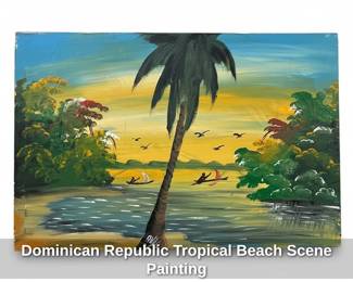 Dominican Republic Tropical Beach Scene Painting