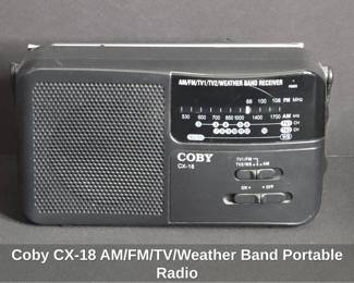 Coby CX AM or FM or TV or Weather Band Portable Radio