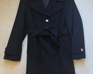 Anne Klein Womens Black Wool Blend Belted Coat  Size