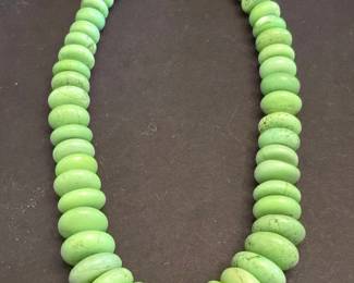 Lime Green Turquoise Nugget Necklace with Silver Clasp