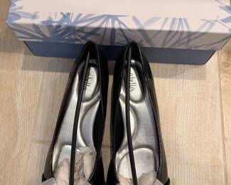 Abella Black Patent Leather Ballet Flats with Buckle Detail B