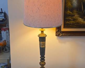 Vintage Stiffel Style Marble and Brass Table Lamp