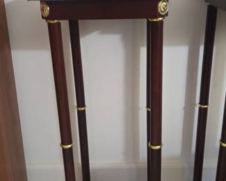 Bombay Company Neoclassical Empire Style Mahogany Marble Top Pedestal Table