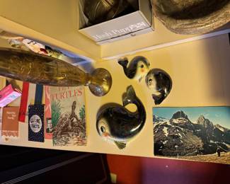 bottom of basement stairs on ledge