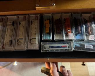 trains inside wood tool box