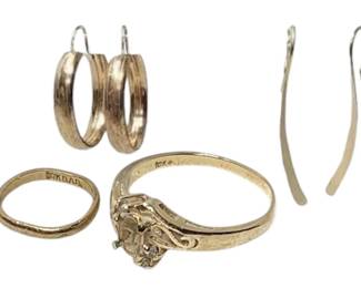 10k Gold Earrings Rings 5g Total