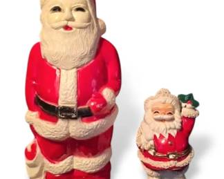 Vintage 13 Santa Claus Blow Mold Spaghetti Santa Coin Bank