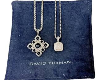 David Yurman Diamond Sterling Silver Necklaces 29.00g Total