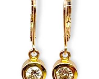 14k Gold Diamond Drop Earrings 2.64g