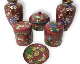 Chinese Cloissone Vases, Trinket Boxes More