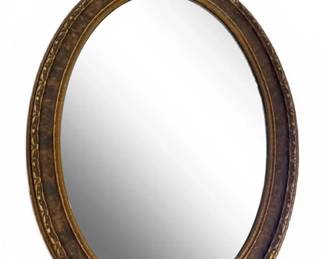 Vintage Gilt Wood Oval Mirror With Floral Design