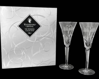 Waterford Crystal The Wedding Collection Champagne Flutes w Original Box