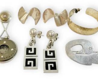 Sterling Silver Earrings and Bird Brooch 42.08g Total