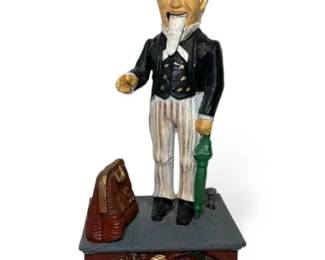 Cast Iron Mechanical Uncle Sam Coin Bank