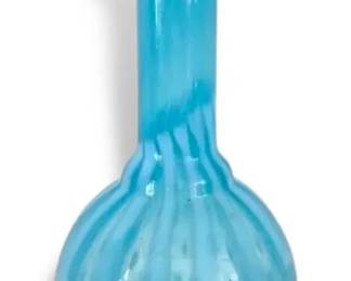 Turqouise Blue Art Glass Bud Vase With Stars