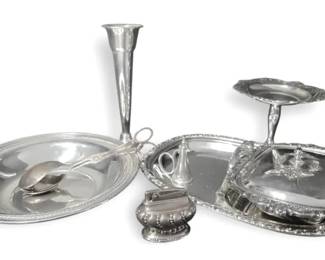 Gorham SilverPlated Vase, Pewter Serving Dishes, More