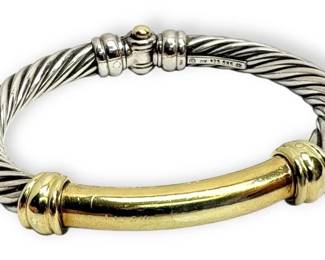 David Yurman 925 Sterling Silver 14k Gold Metro Bangle