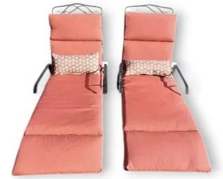 Reclining Metal Patio Loungers w Cushions