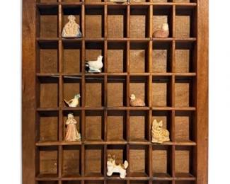 Vintage Letterpress Trinket Shelf Ceramic Figurines