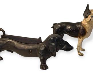 Cast Iron Dachshund Boot Scraper Boston Terrier Door Stop