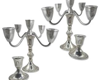 Duchin Weighted Sterling Silver Candelabras Mayflower Candleholders 1,708g Total