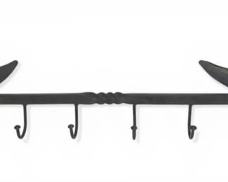 Handforged Black Iron Hook Rack Featuring Swan Decorations