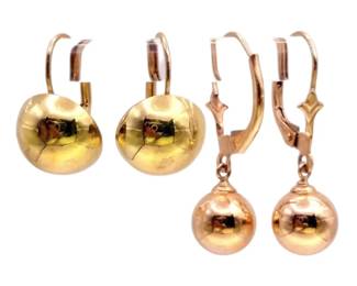 14k Gold 18k Gold Ball Earrings 3.16g Total
