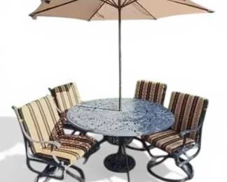 Metal Outdoor Patio Set w Cushions New Umbrella