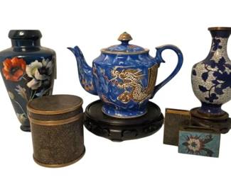 Moriage Dragonware Teapot, Bonn Germany Vase, Cloisonne Matchbox Holders, More