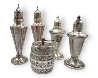 Sterling Silver Weighted Salt Pepper Shakers Pepper Mill