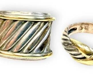 14k 925 Sterling Silver David Yurman Earrings, Ring, and Pendant 21.27g Total