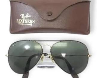 RayBan And Bauch Lomb Leathers Aviator Sunglasses