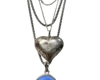 Sterling Silver Necklaces, Pendants, and Spoon Rings 114.64g Total