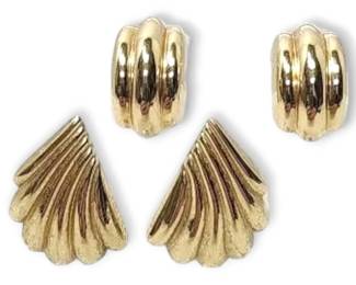 14k Gold Ridged Shell Earrings 9.90g Total