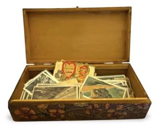 Vintage Post Cards In Vintage Box