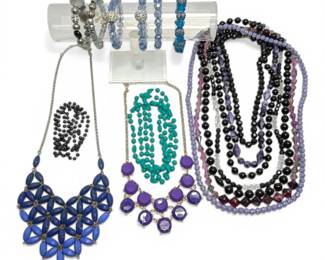 Plastic Black Purple Beaded Jewelry
