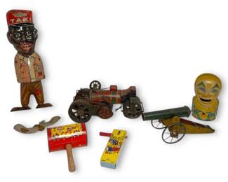 Vintage Marx Amos , J. Chien Clown Bank, More Tin Lithograph Toys