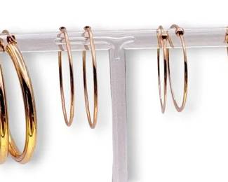 Four 14k Gold Hoop Earrings 4g Total