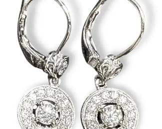 18k White Gold Diamond Dangle Earrings 3.82g