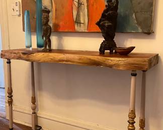 Cedar and resin live edge handmade console.